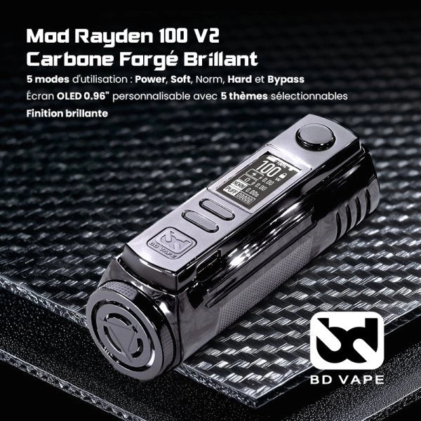 Mod Rayden 100 V2 Carbone Forgé Brillant Limited Edition 1000pcs - BD Vape