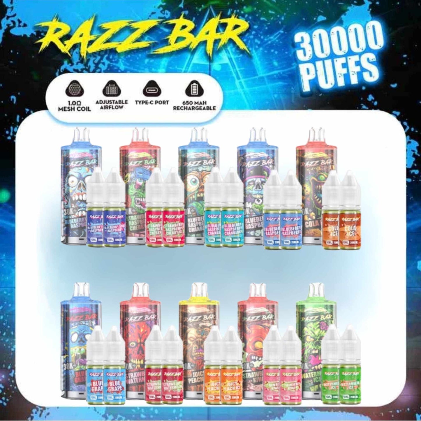 Gamme Puff 30K 650mAh 20+2ml / 2% - RazzBar