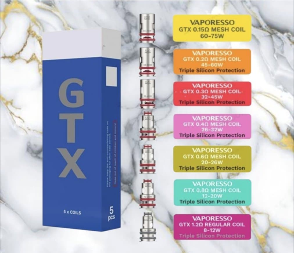 Résistances GTX V2 0.3/0.4/0.2/0.8/0.6/1.2Ω (5pcs) - Vaporesso