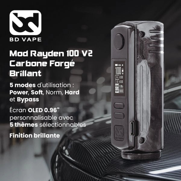 Mod Rayden 100 V2 Carbone Forgé Brillant Limited Edition 1000pcs - BD Vape