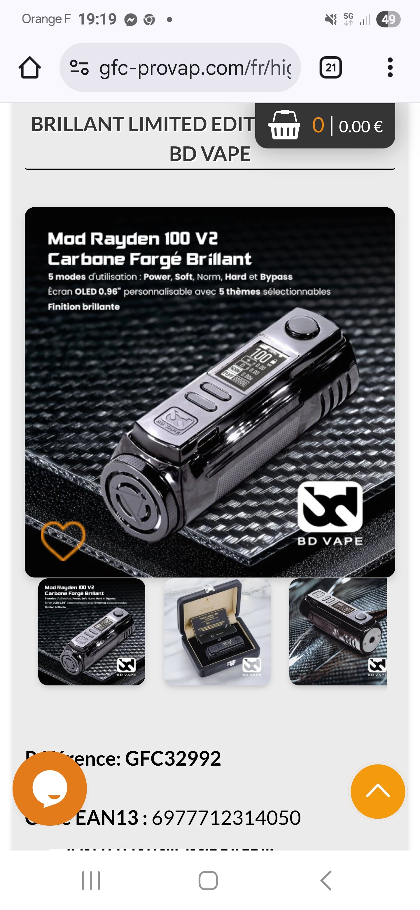 Mod Rayden 100 V2 Carbone Forgé Brillant Limited Edition 1000pcs - BD Vape